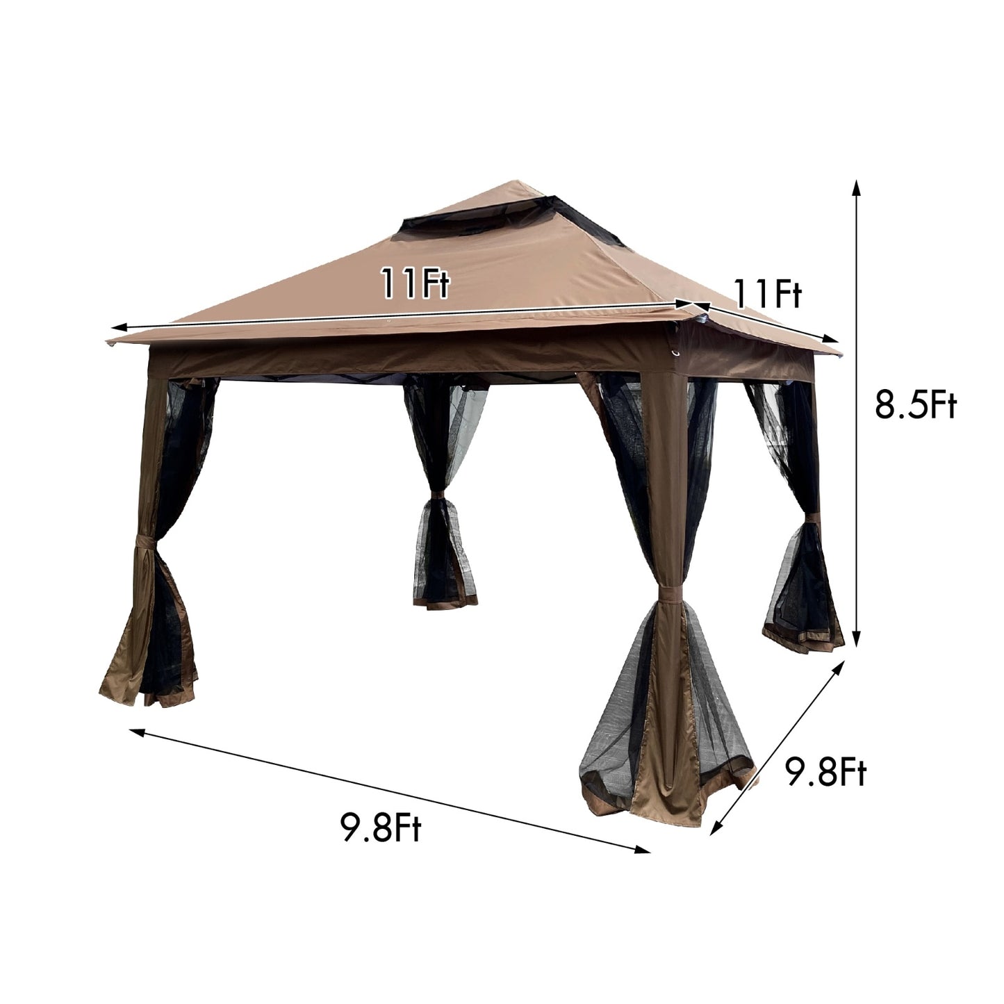 Brown 11x11 Ft Pop-Up Gazebo Tent