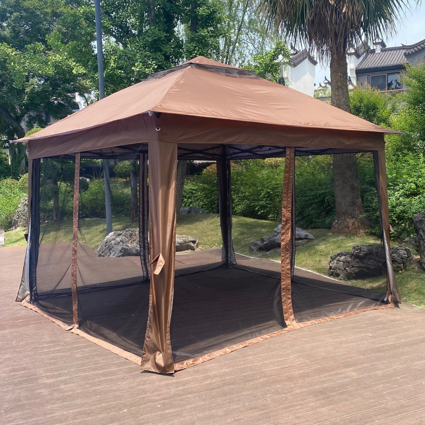 Brown 11x11 Ft Pop-Up Gazebo Tent