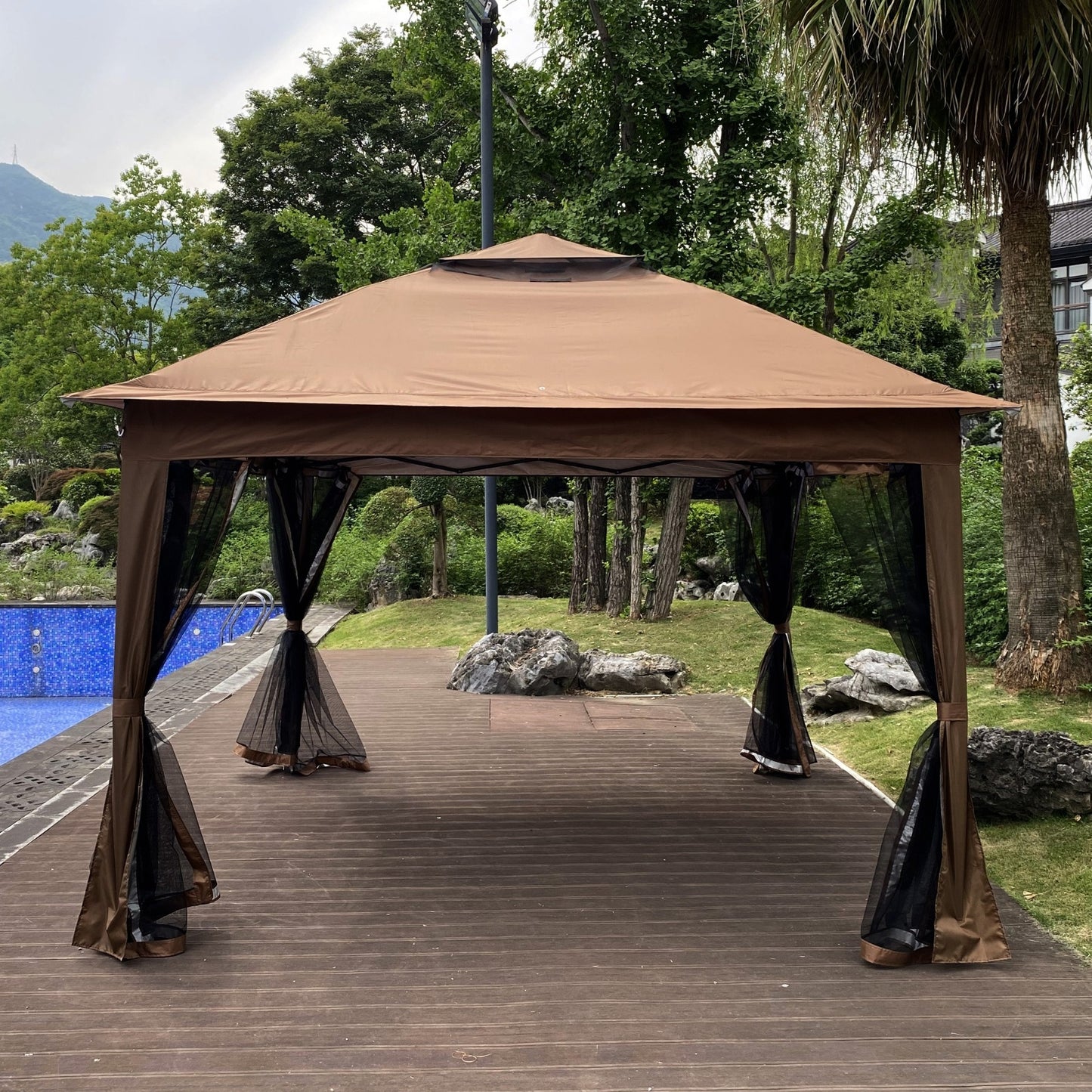 Brown 11x11 Ft Pop-Up Gazebo Tent