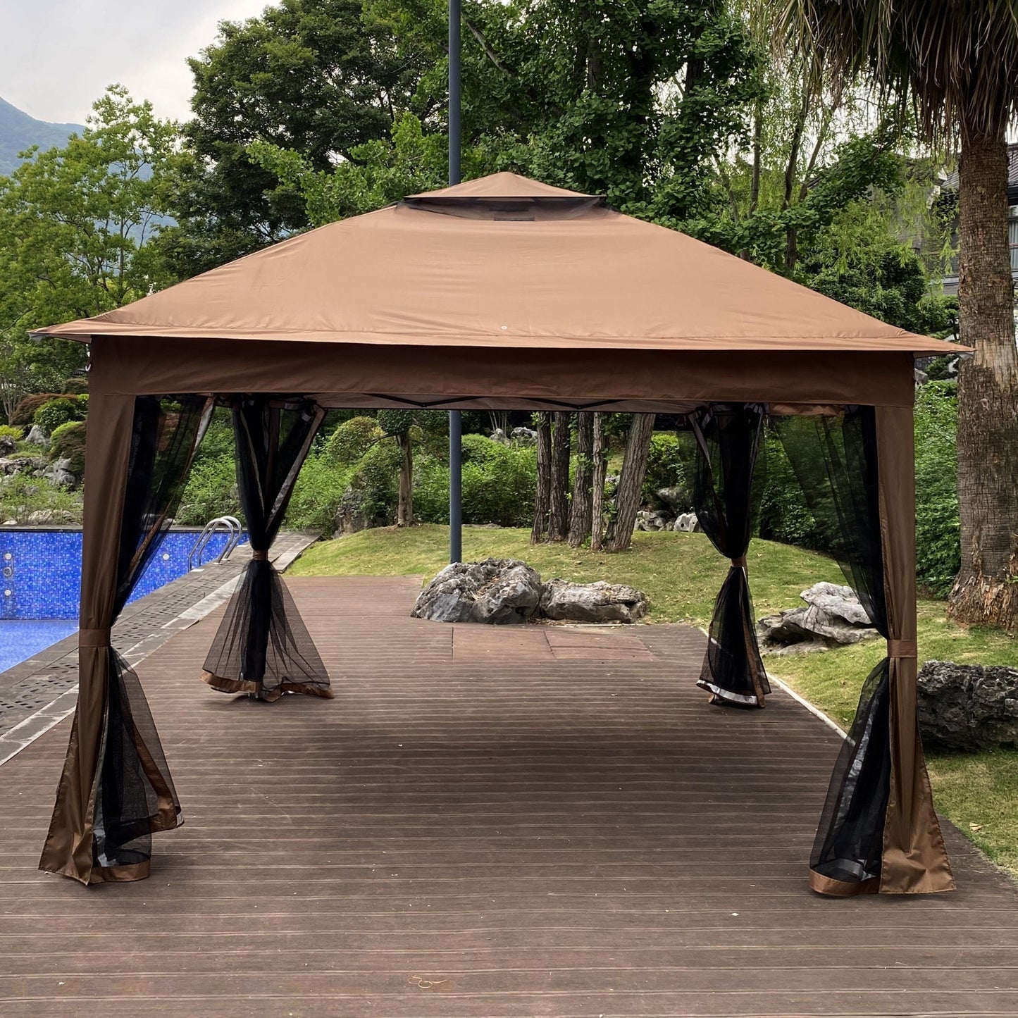 Brown 11x11 Ft Pop-Up Gazebo Tent