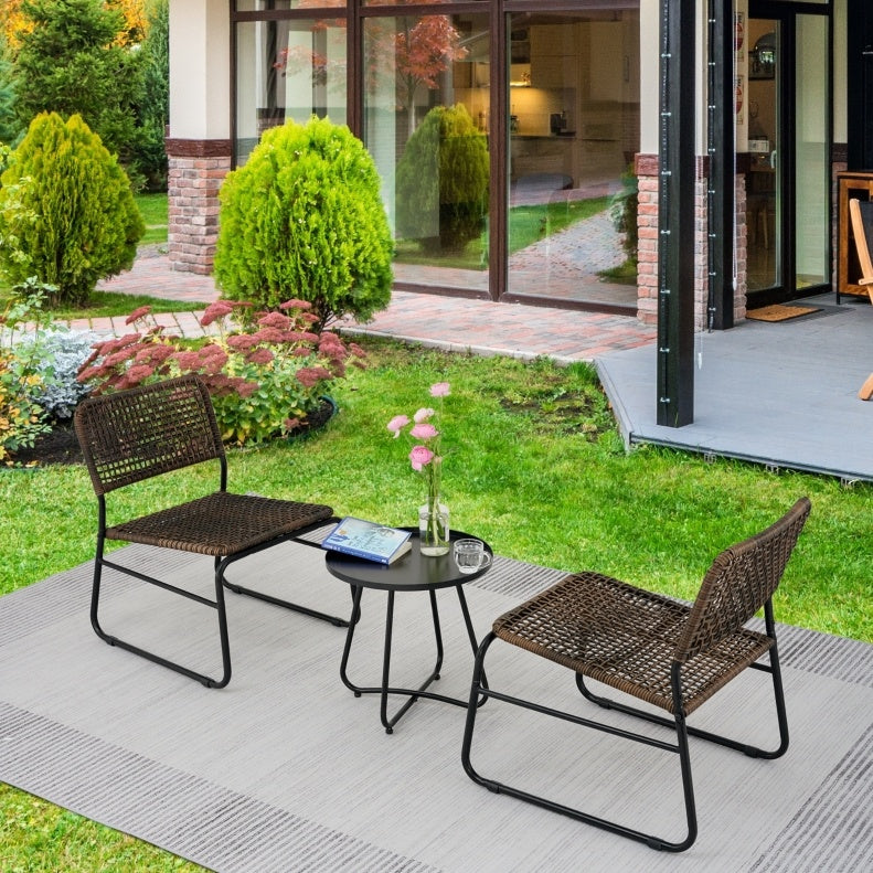 Black Brown Wicker 3-Piece Patio Set