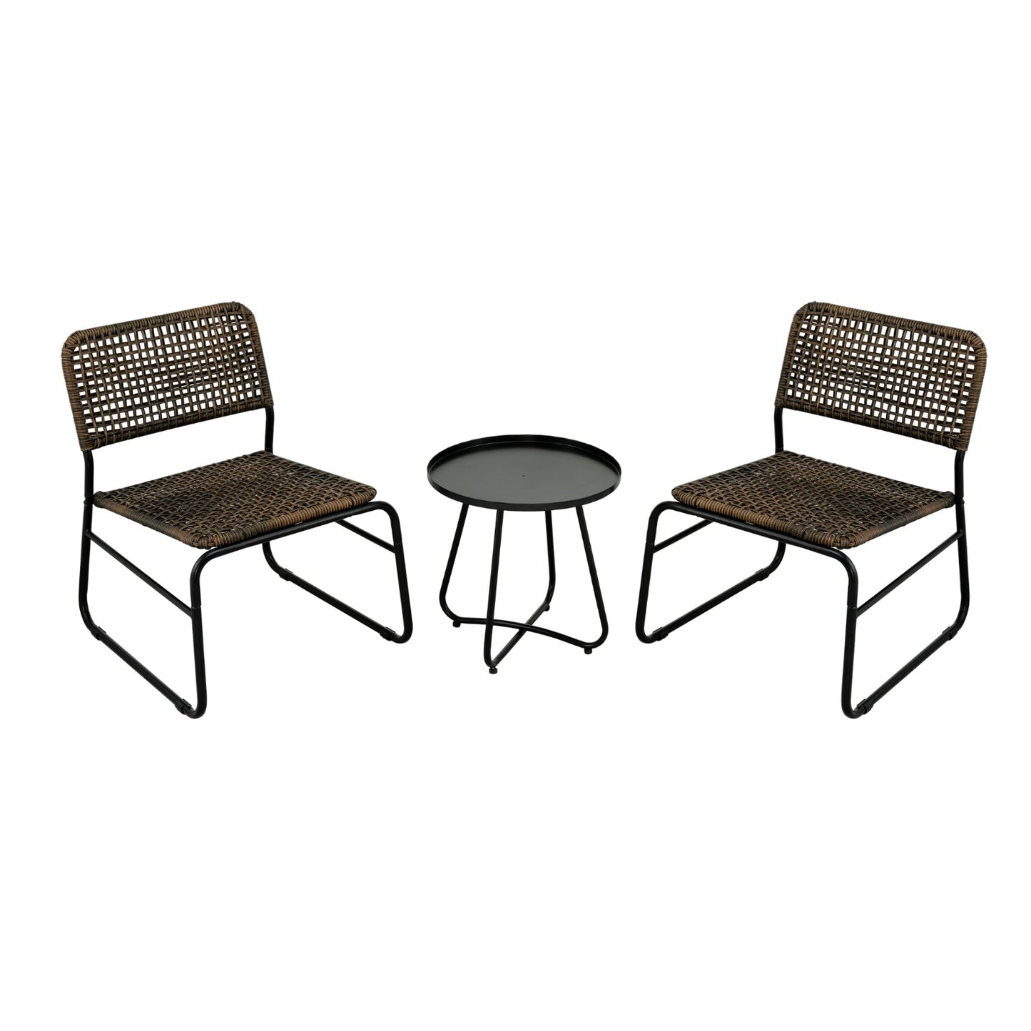 Black Brown Wicker 3-Piece Patio Set