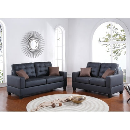 Black Faux Leather 2-Piece Sofa and Loveseat Set