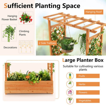 Orange Wooden 43.5x17.5 Garden Bed with Trellis