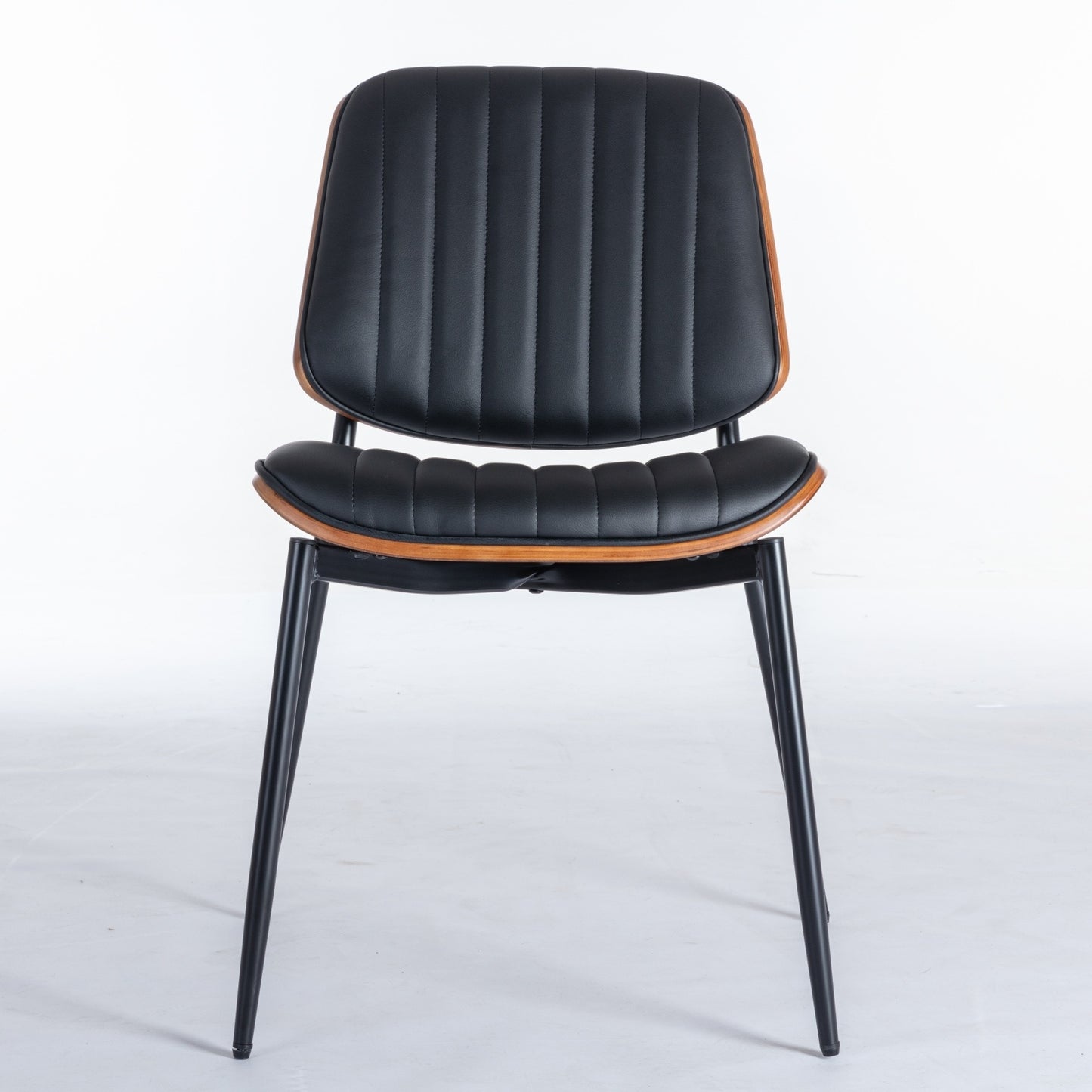 Black Faux Leather Dining Chairs, Set of 2