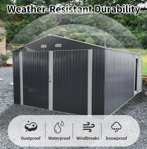 13x20FT Metal Storage Shed with Doors