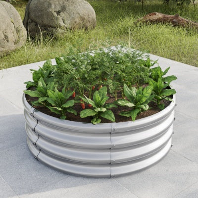 32" Silver/Black Tall Round Planter Bed