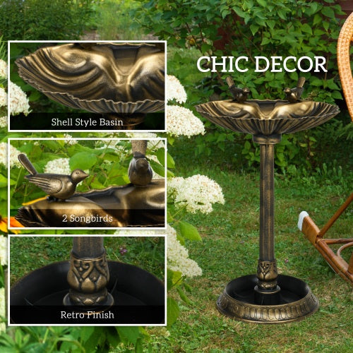 Bronze Antique 32-Inch Bird Bath with Planter