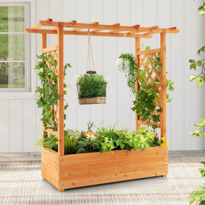 Orange Wooden 43.5x17.5 Garden Bed with Trellis