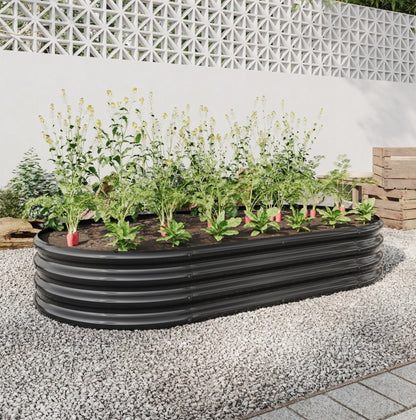 Black Oval Metal Raised Garden Bed