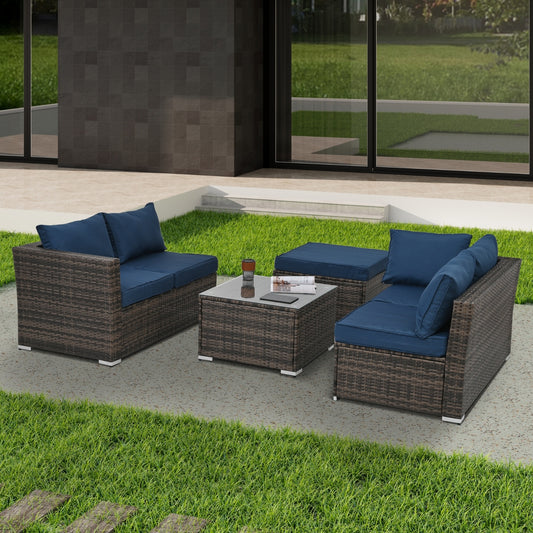 Dark Gray 4-Piece Wicker Patio Set
