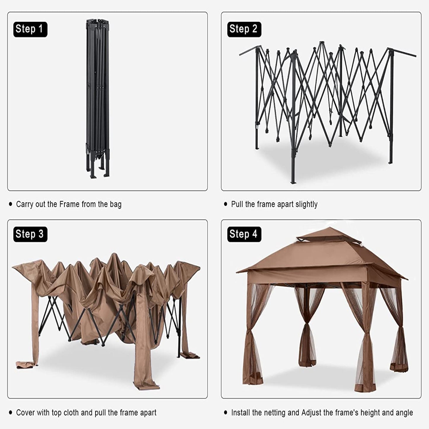 Brown 11x11 Ft Pop-Up Gazebo Tent