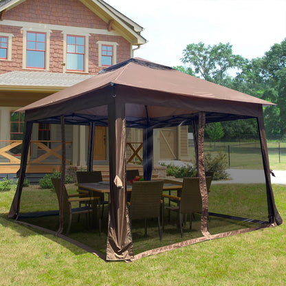 Brown 11x11 Ft Pop-Up Gazebo Tent