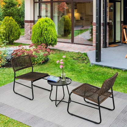 Black Brown Wicker 3-Piece Patio Set