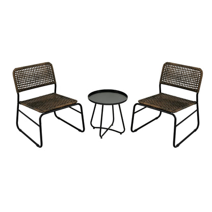 Black Brown Wicker 3-Piece Patio Set