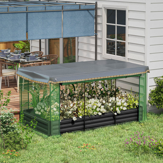 Galvanized Steel Raised Planter with Crop Cage & Shade