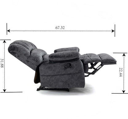 Dark Gray Velvet Manual Recliner Chair