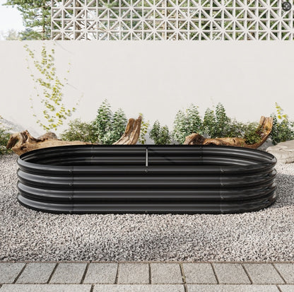 Black Oval Metal Raised Garden Bed