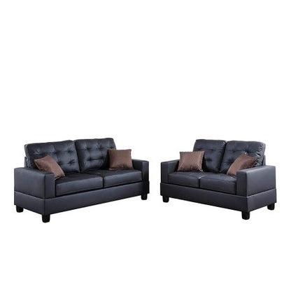 Black Faux Leather 2-Piece Sofa and Loveseat Set