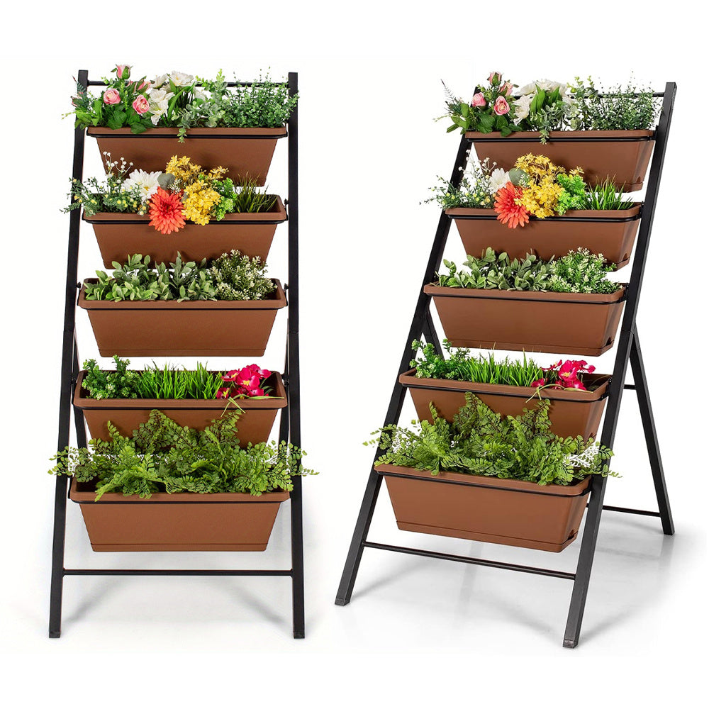 Brown/Green 5-Tier Vertical Garden Planter