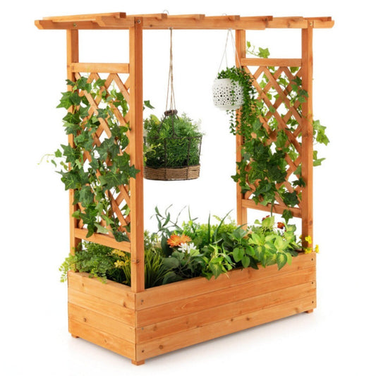 Orange Wooden 43.5x17.5 Garden Bed with Trellis