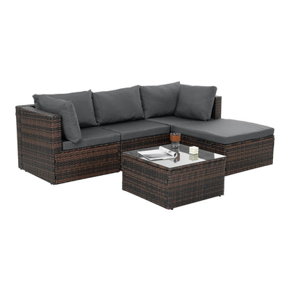 5-Piece Brown Wicker Patio Furniture Set