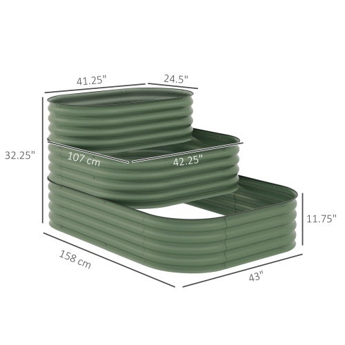 Green 3-Tier Galvanized Raised Garden Bed