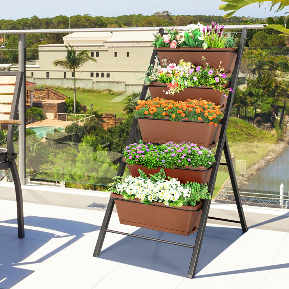 Brown/Green 5-Tier Vertical Garden Planter