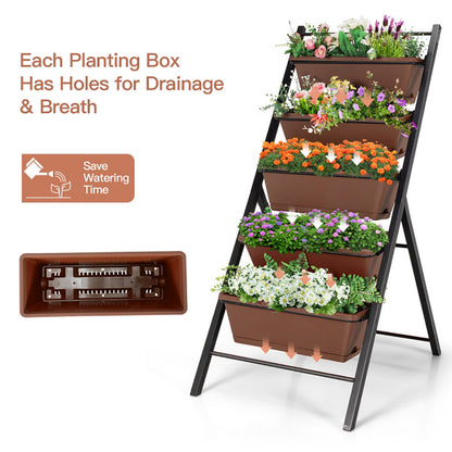 Brown/Green 5-Tier Vertical Garden Planter