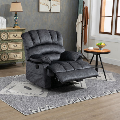 Dark Gray Velvet Manual Recliner Chair