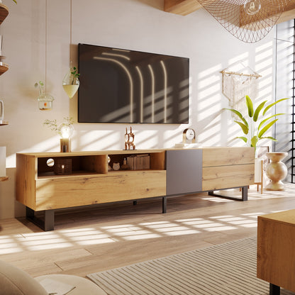 Wood Modern 80-Inch TV Stand with Storage