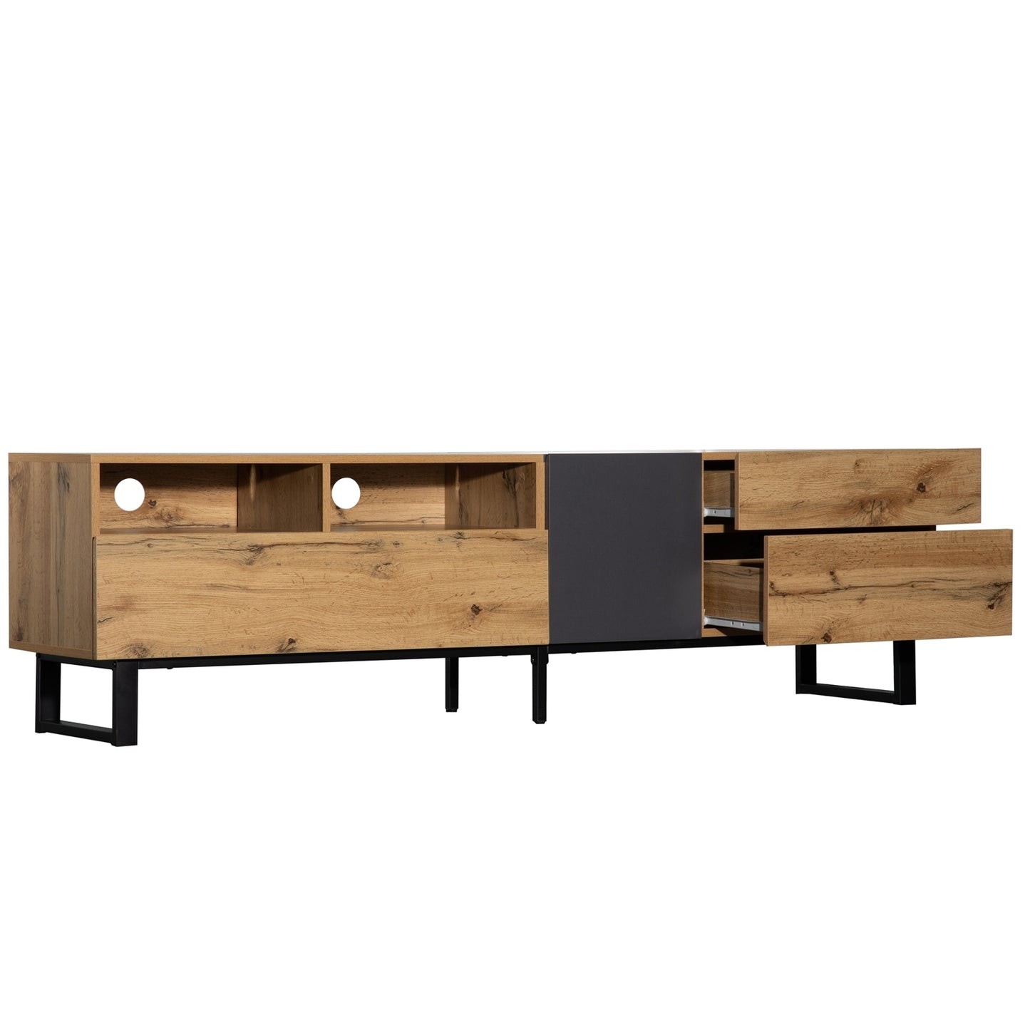 Wood Modern 80-Inch TV Stand with Storage