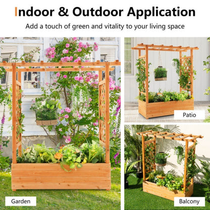 Orange Wooden 43.5x17.5 Garden Bed with Trellis