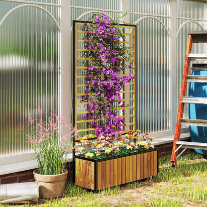 Acacia Wood Raised Garden Bed with Trellis