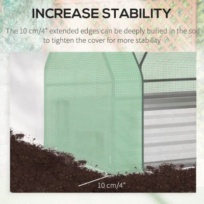 Green Galvanized Raised Garden Bed with Greenhouse
