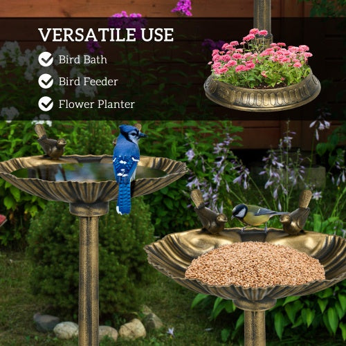 Bronze Antique 32-Inch Bird Bath with Planter