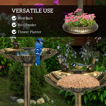 Bronze Antique 32-Inch Bird Bath with Planter