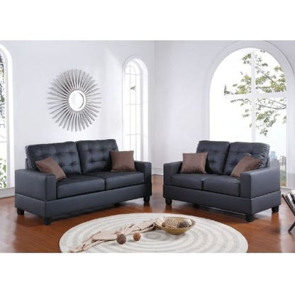 Black Faux Leather 2-Piece Sofa and Loveseat Set