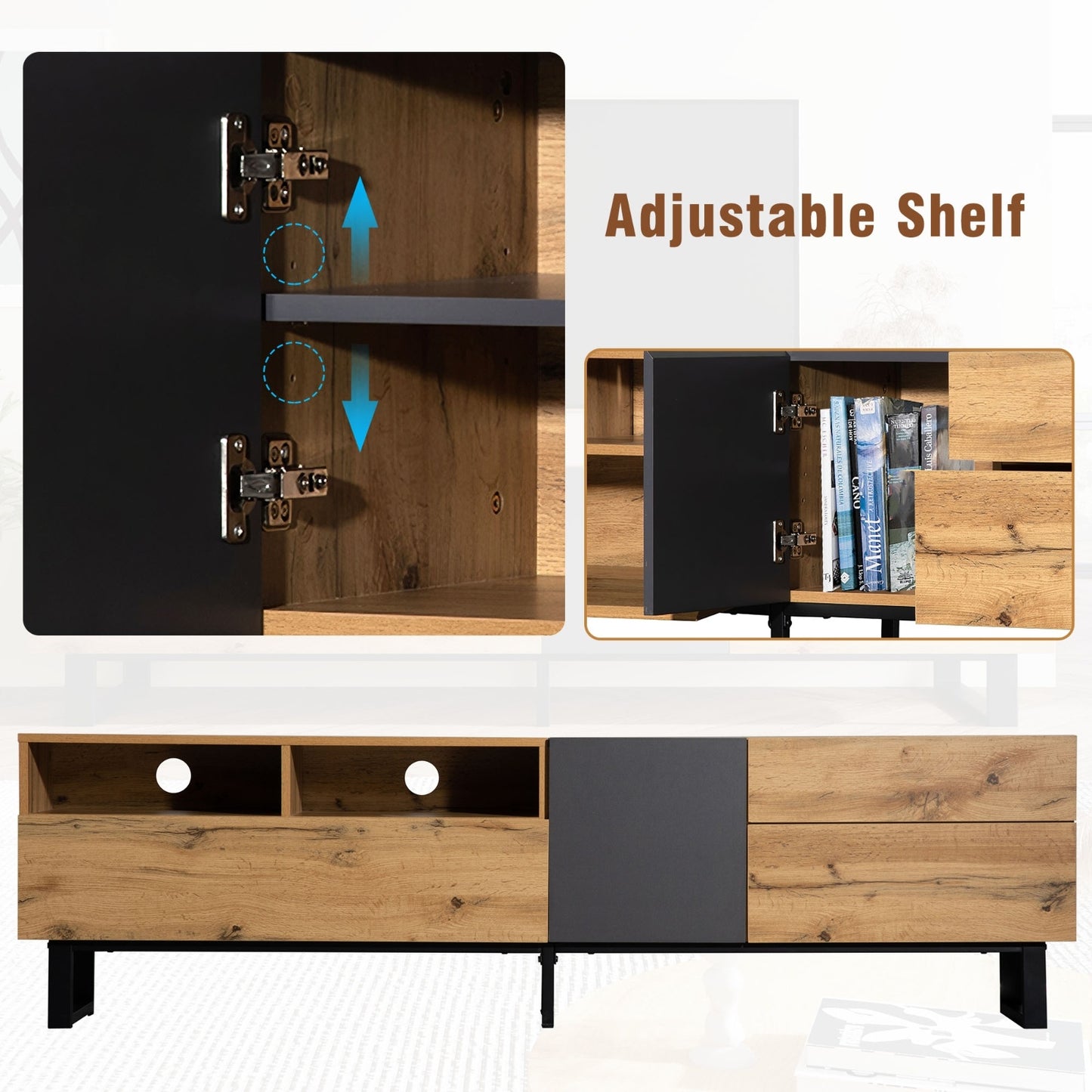 Wood Modern 80-Inch TV Stand with Storage