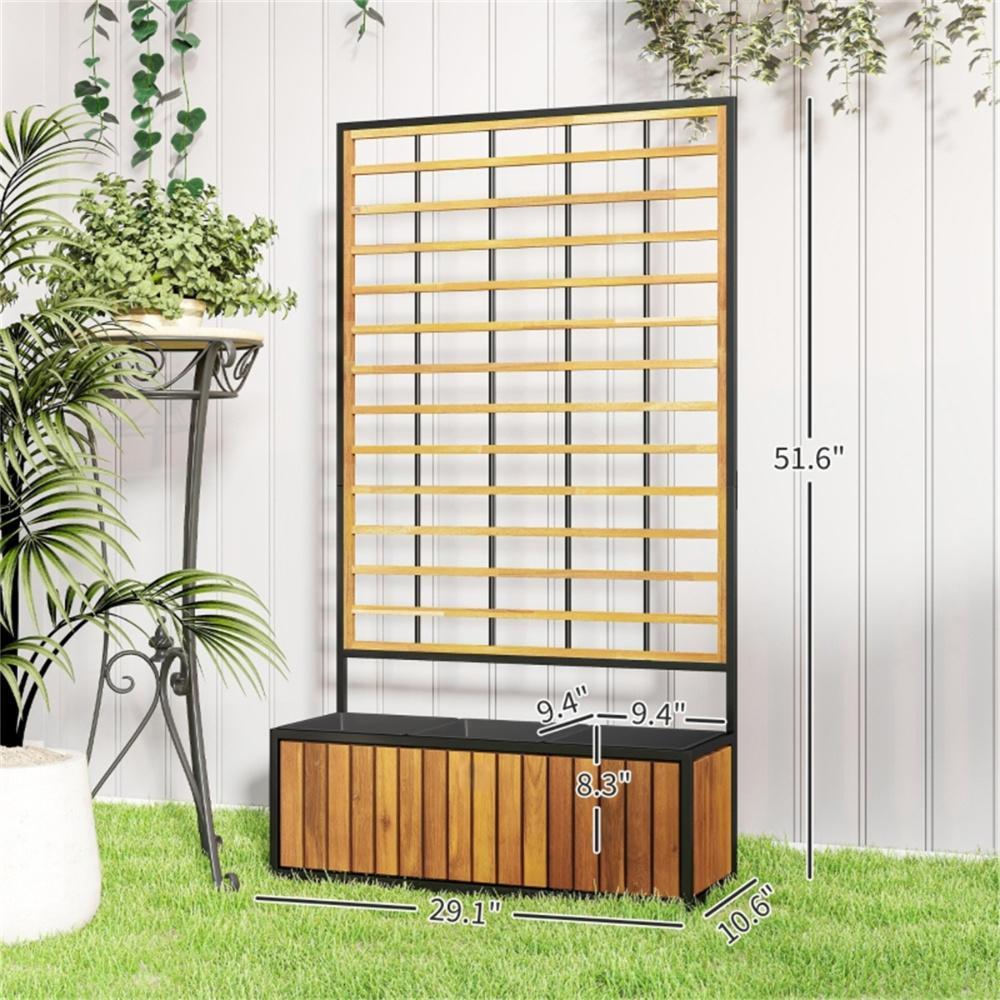 Acacia Wood Raised Garden Bed with Trellis