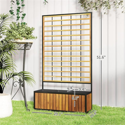 Acacia Wood Raised Garden Bed with Trellis