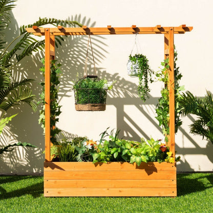 Orange Wooden 43.5x17.5 Garden Bed with Trellis