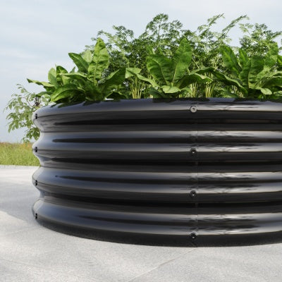 32" Silver/Black Tall Round Planter Bed