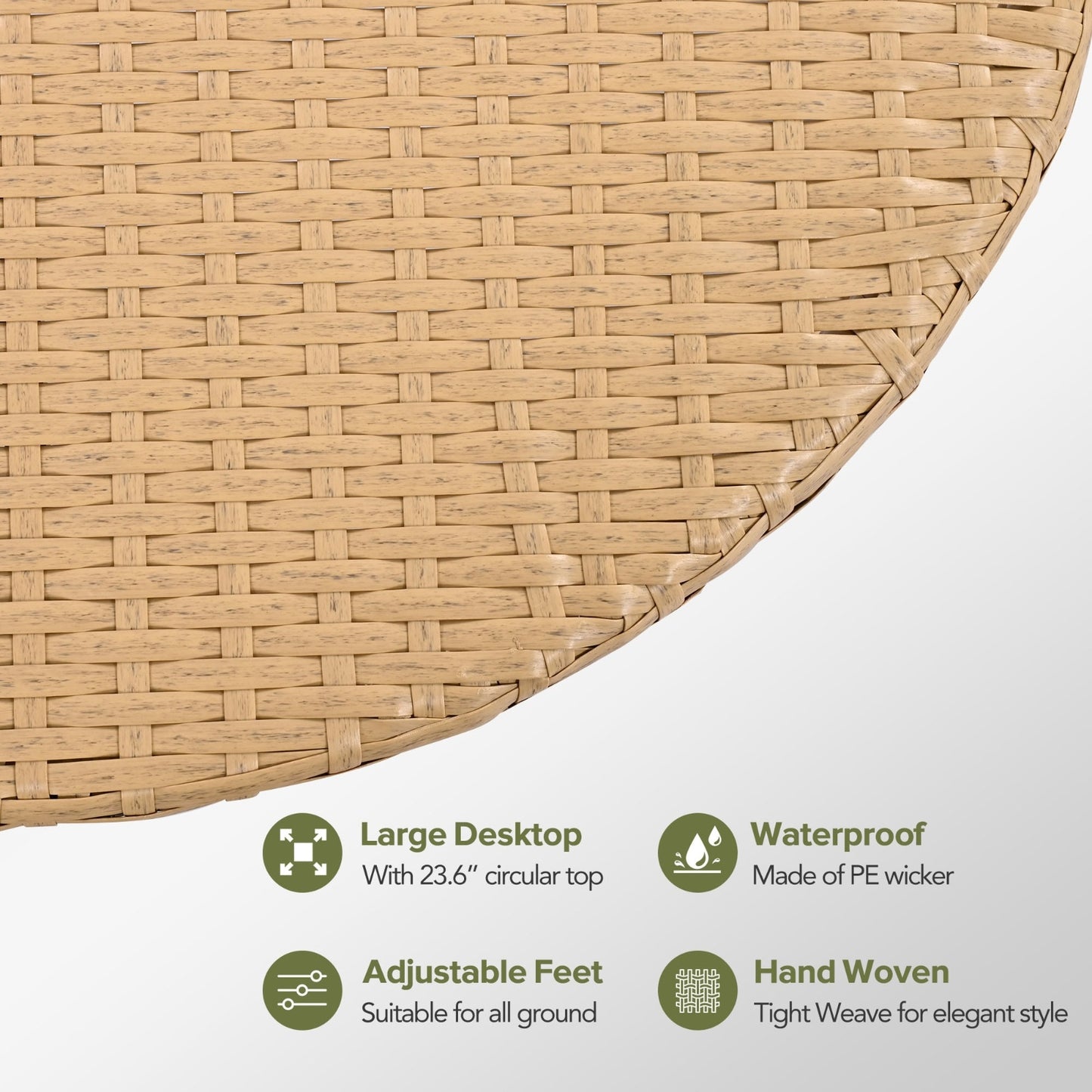Beige Wicker 7-Piece Patio Sofa Set