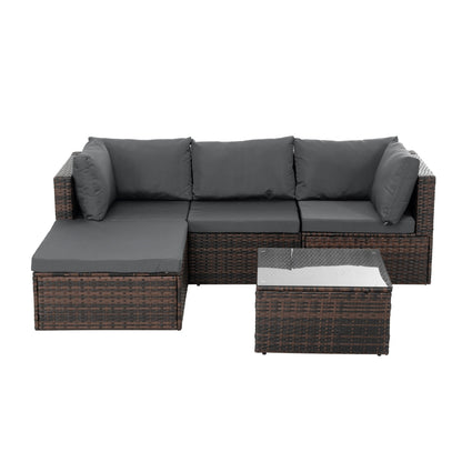 5-Piece Brown Wicker Patio Furniture Set