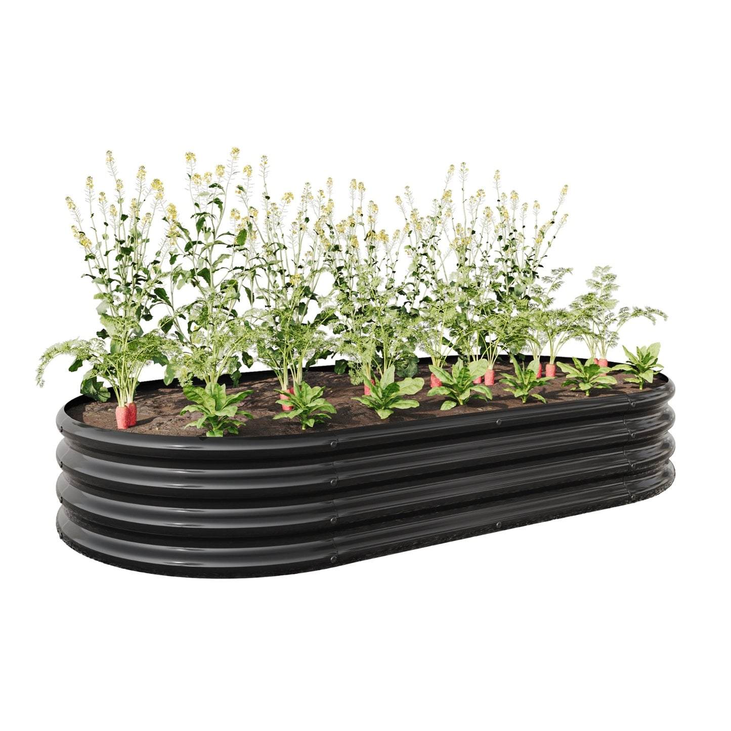 Black Oval Metal Raised Garden Bed