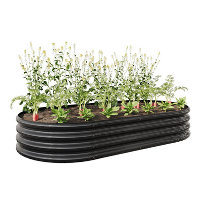 Black Oval Metal Raised Garden Bed
