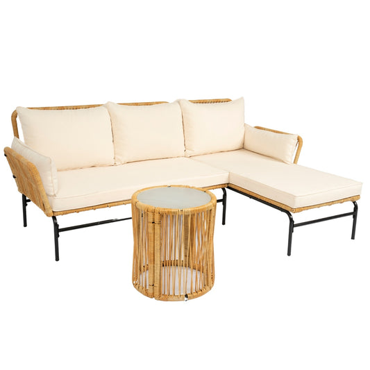 Yellow Wicker 3-Piece Patio Set