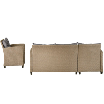 Beige Brown 4-Piece Rattan Patio Set