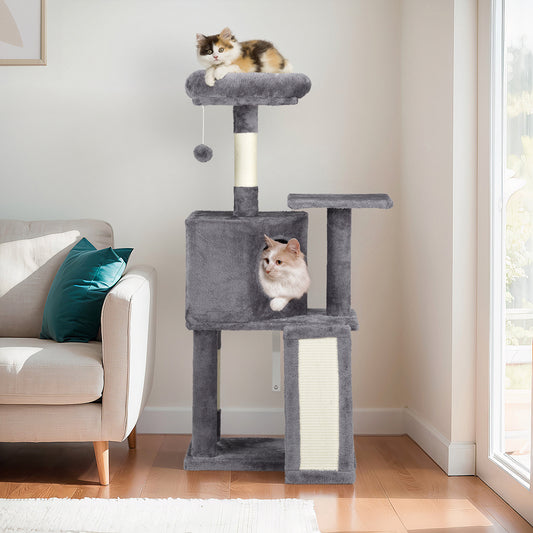 Dark Grey 47" Cat Tree with Sisal Scratching Post